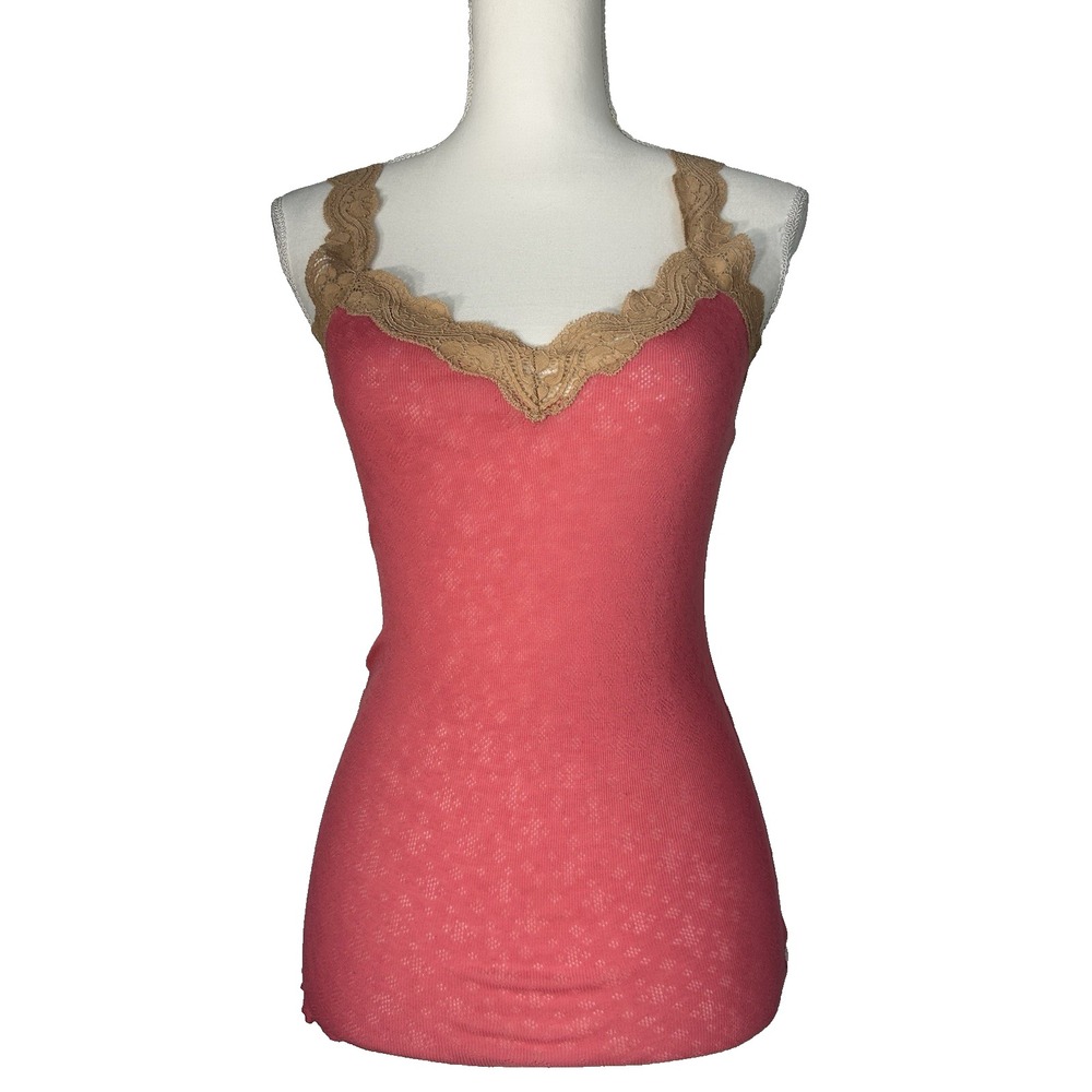Vintage Abercrombie & Fitch Lace Trim Cami Tank Top Cranberry  Sz M Y2K Feminine